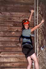 Jessica climbing into the tower. (Category:  Ropes Course Climbing)