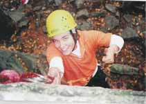 Alina in full creamsicle dress <i>-- photo provided by Alina</i> (Category:  Rock Climbing)