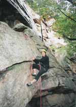 Katie ascending <i>-- photo provided by Alina</i> (Category:  Rock Climbing)