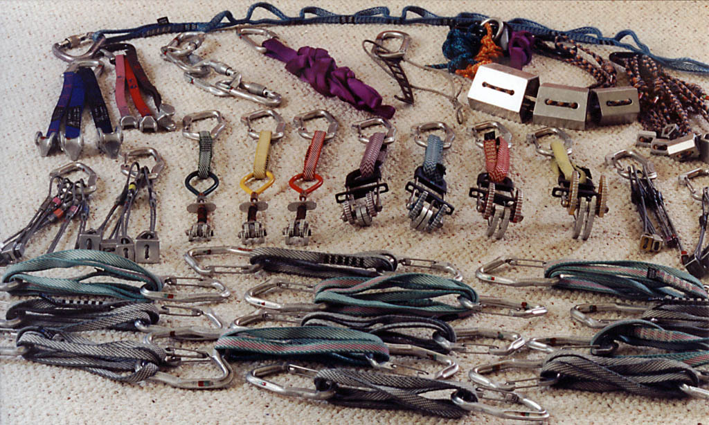 Most of my trad rack. (Category:  Rock Climbing)