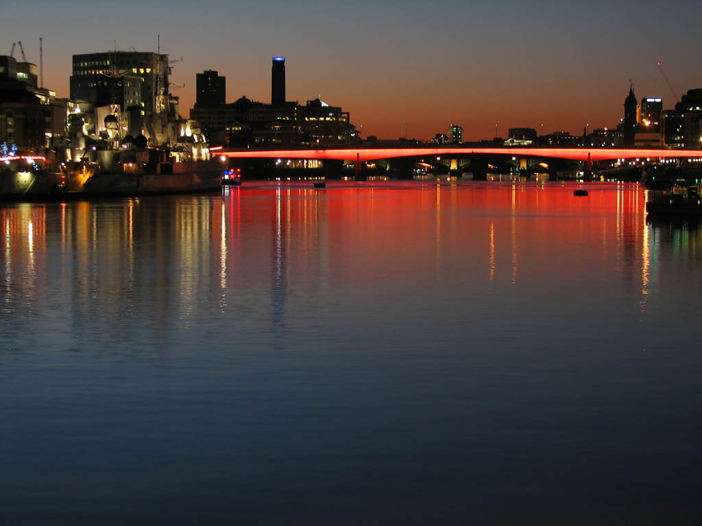 HMS Belfast and London Bridge viewed from Tower Bridge. (Category:  Travel)