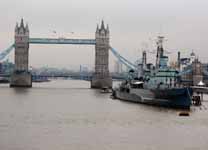 Tower Bridge and HMS Belfast viewed from London Bridge. (Category:  Travel)