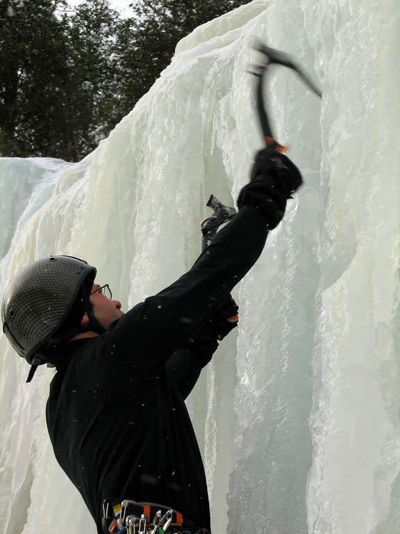 Swinging axe. (Category:  Ice Climbing)