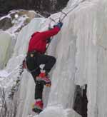 Climbing the steep part of Sisters Middle. (Category:  Ice Climbing)