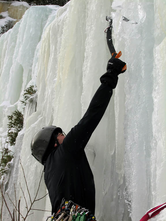 Shattering ice. (Category:  Ice Climbing)