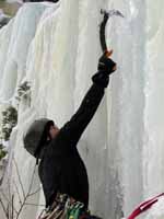 Shattering ice. (Category:  Ice Climbing)