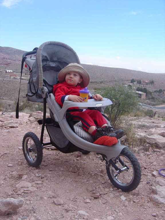 Sylvan in his all terrain stroller. (Category:  Rock Climbing)