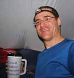 Me in my tent with my Cornell Outdoor Education Instructor mug full of tea.  Pure bliss! (Category:  Rock Climbing)