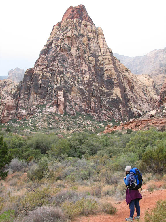 Carla approaching Mescalito. (Category:  Rock Climbing)