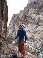 Ryan belaying the first pitch of Black Orpheus. (Category:  Rock Climbing)