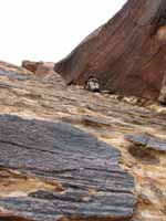 Kyle leading the first pitch of Black Orpheus. (Category:  Rock Climbing)