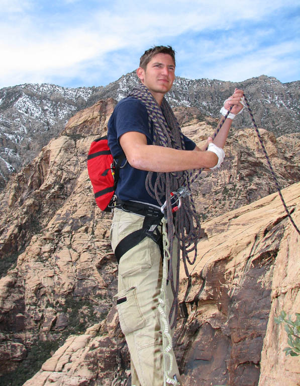 Kyle belaying. (Category:  Rock Climbing)