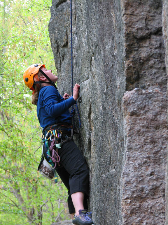 Katie climbing Phoebe. (Category:  Rock Climbing)