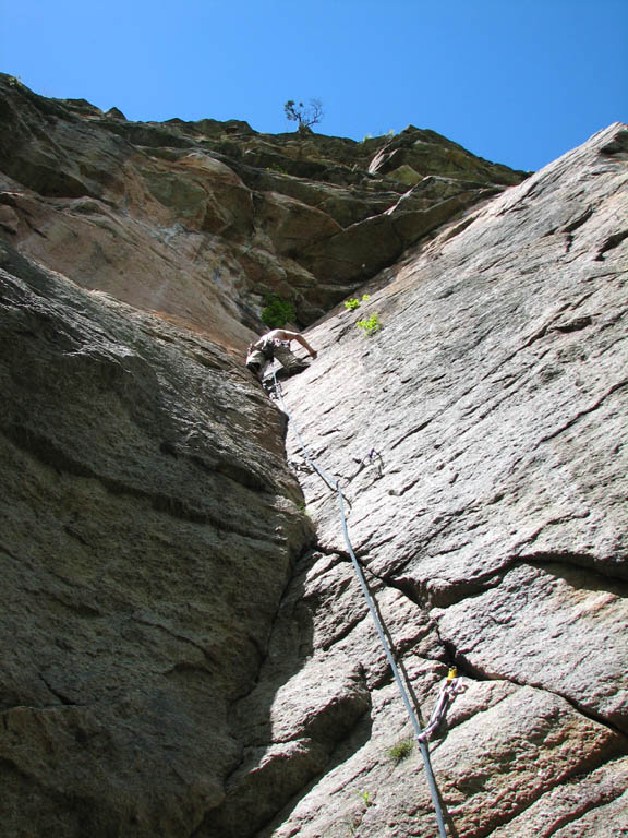 Ryan leading Birdcage. (Category:  Rock Climbing)