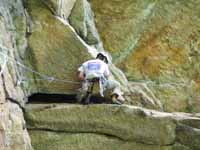 Ryan finishing the crux of Inverted Layback. (Category:  Rock Climbing)