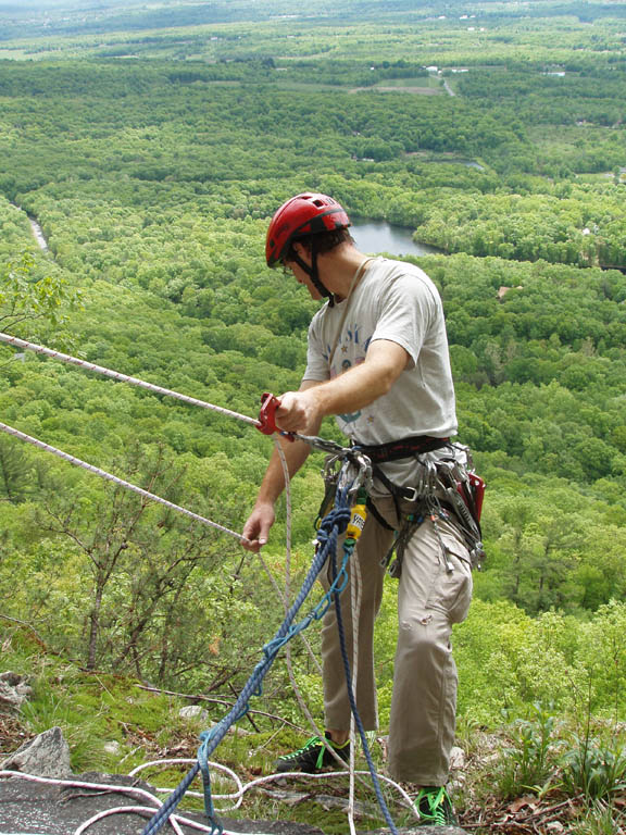 Hauling the bag up Andrew to the base of Twilight Zone. (Category:  Rock Climbing)