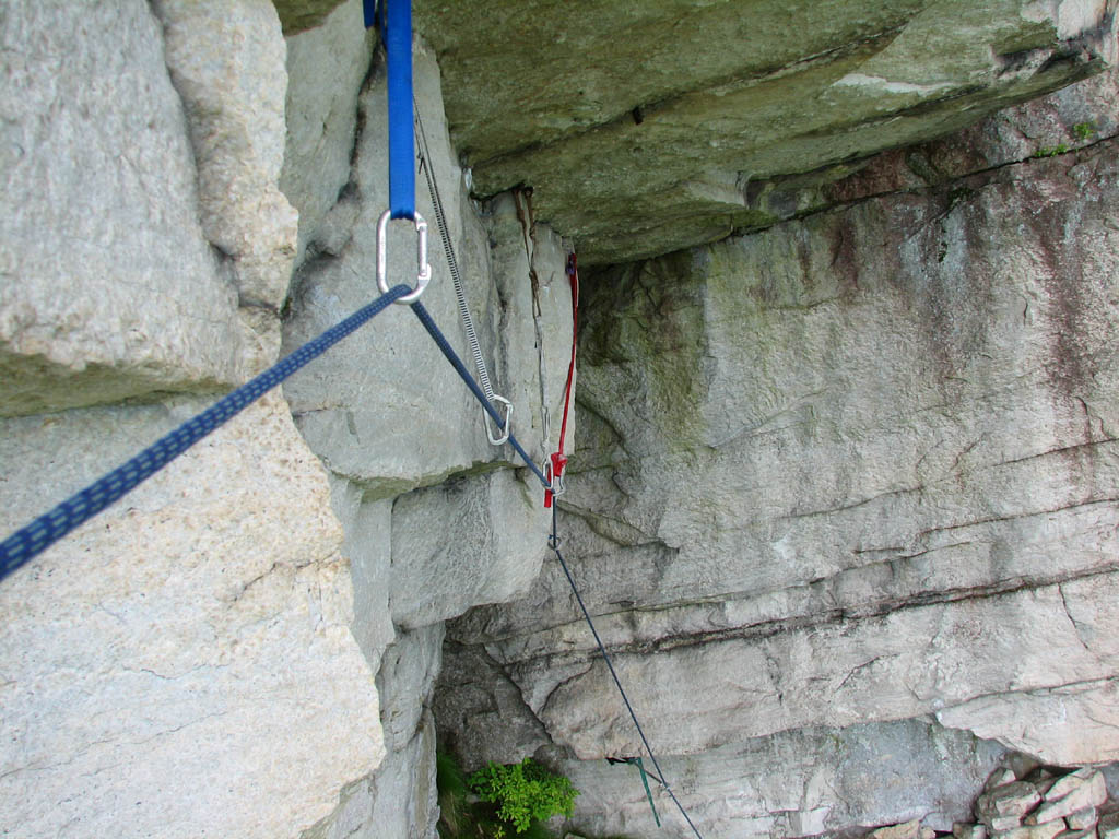 Aid line along Twilight Zone. (Category:  Rock Climbing)