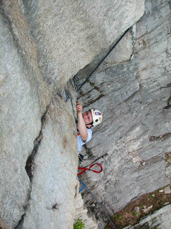 Ryan following the pitch, just coming into view. (Category:  Rock Climbing)