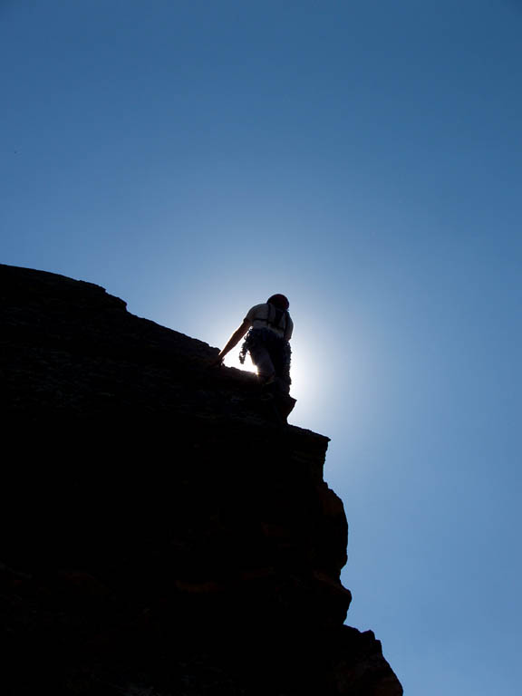 Leading a pitch on Yellow Spur. (Category:  Rock Climbing)