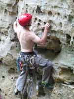 Me leading Different Strokes (5.11c) (Category:  Rock Climbing)