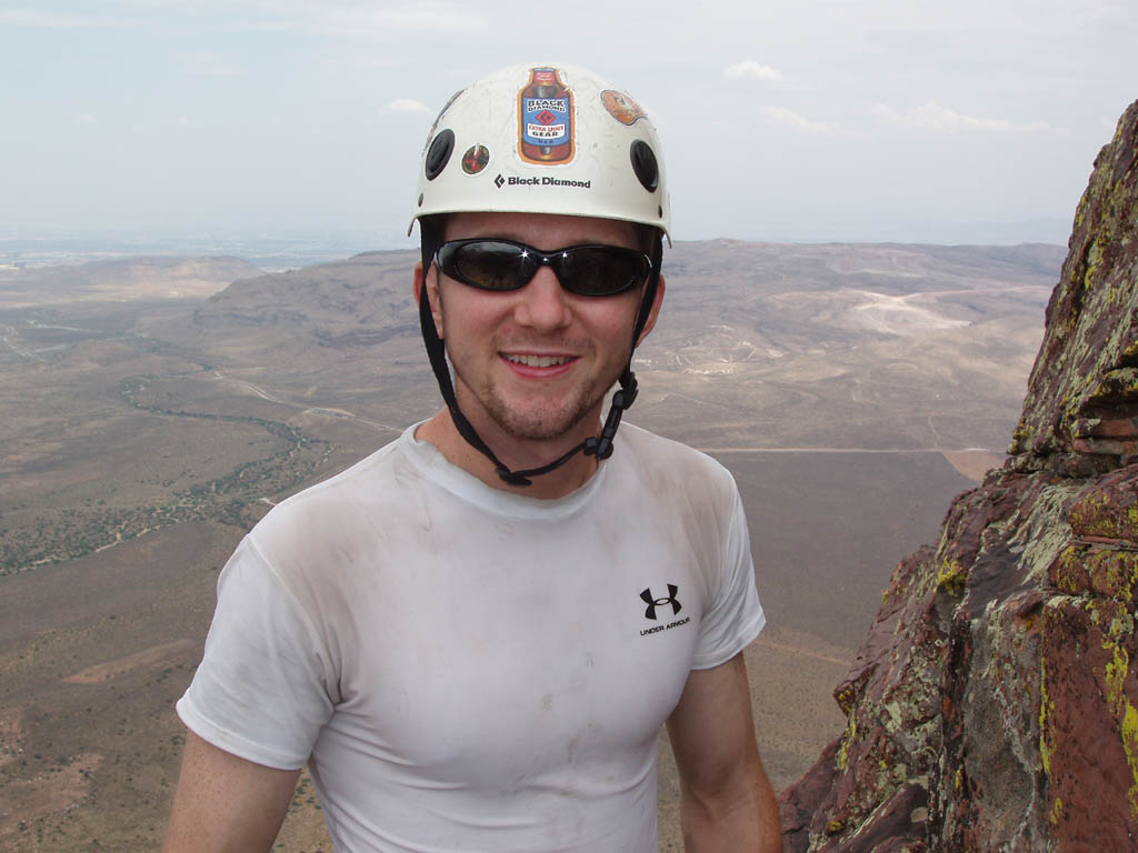 Ryan at the top of Crimson Chrysalis. (Category:  Rock Climbing)