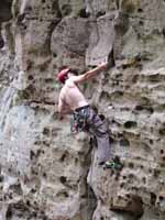 Me leading Different Strokes (5.11c) (Category:  Rock Climbing)