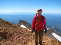 Hiking up Red Banks, nearing the summit of Mt. Shasta. (Category:  Rock Climbing)