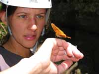 Laura with a very friendly butterfly. (Category:  Rock Climbing)
