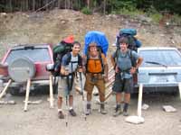 Joe, Kyle and Brian ready to start hiking. (Category:  Rock Climbing)
