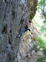 Kenny climbing Maizy Mae (5.13a). (Category:  Rock Climbing)