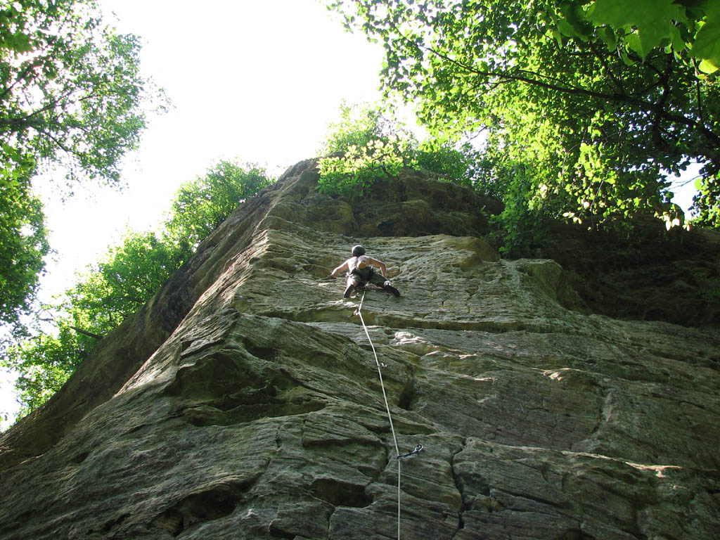 Jesse leading DaVinci's Left Ear. (Category:  Rock Climbing)