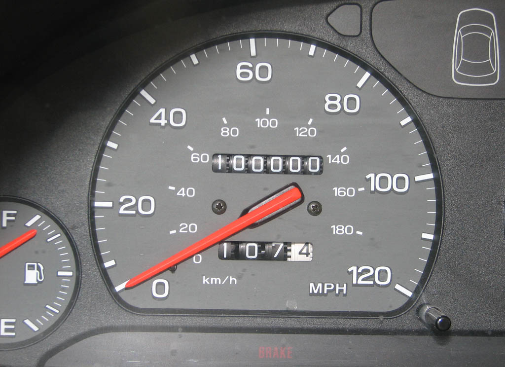 My Subaru hit 100,000 miles shortly after we started the trip. (Category:  Rock Climbing)