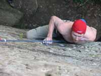Ryan climbing Random Precision. (Category:  Rock Climbing)