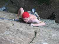 Ryan climbing Random Precision. (Category:  Rock Climbing)