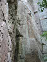 Jesse climbing Random Precision. (Category:  Rock Climbing)
