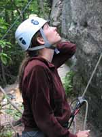 Laura belaying. (Category:  Rock Climbing)