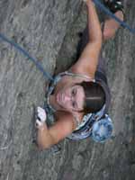 Porscha climbing All Cows Eat Grass. (Category:  Rock Climbing)