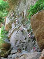 Montage of Ryan in the process of onsighting Ro Shampo. (Category:  Rock Climbing)