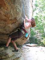 Porscha climbing AWOL. (Category:  Rock Climbing)