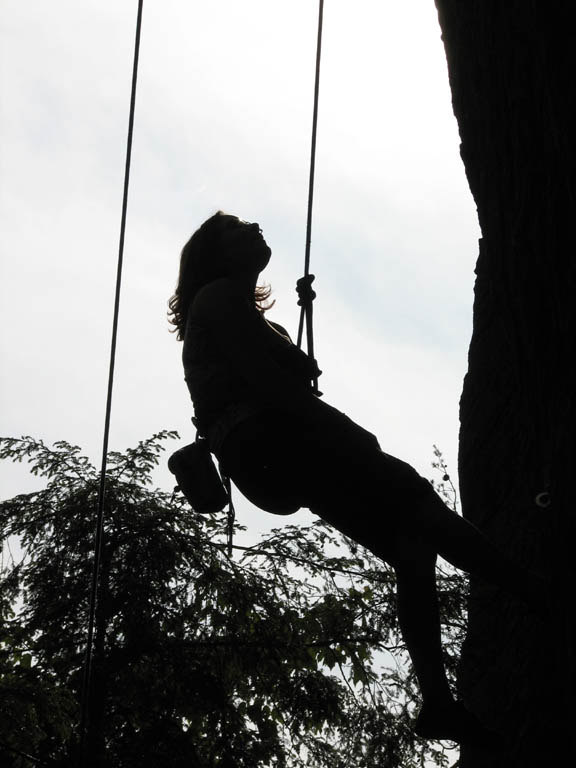 Porscha climbing AWOL. (Category:  Rock Climbing)