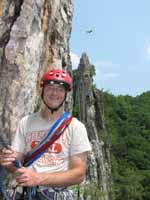 At the first belay on Castor. (Category:  Rock Climbing)