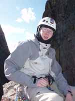 Ryan at the summit of Petit Grepon. (Category:  Rock Climbing)