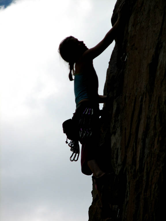 Chelsea climbing Public Service or Popular Demand (I don't remember which) at Wasteland. (Category:  Rock Climbing)