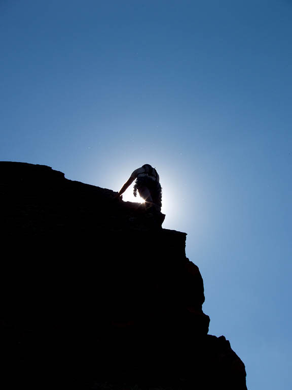 Leading a pitch on Yellow Spur. (Category:  Rock Climbing)