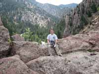 Ryan at the top of Bastille Crack. (Category:  Rock Climbing)