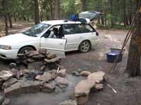 Our campsite in Roosevelt National Forest. (Category:  Rock Climbing)
