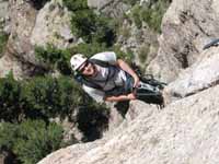 Ryan belaying on Kor's Flake. (Category:  Rock Climbing)