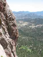 View part way up Kor's Flake. (Category:  Rock Climbing)