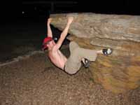 Midnight bouldering at a rest stop in Kansas. (Category:  Rock Climbing)