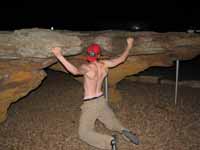 Midnight bouldering at a rest stop in Kansas. (Category:  Rock Climbing)
